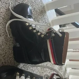Gucci Black Boots with White and Red Accents